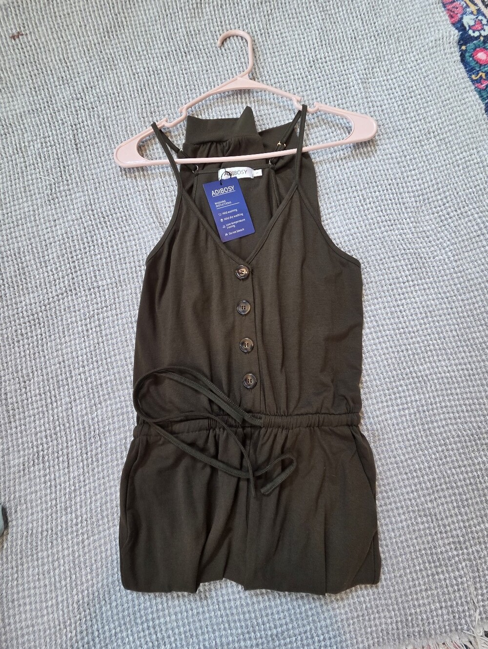 Adiboo Olive Green Button-Front Romper